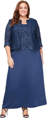Alex Evenings Women's Two Piece Mother of The Bride Dress with Lace Jacket (Petite and Regular Sizes), Ice Sage, 12 in Saudi Arabia