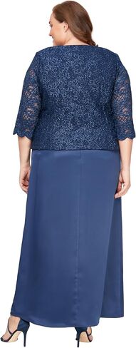 Alex Evenings Women's Two Piece Mother of The Bride Dress with Lace Jacket (Petite and Regular Sizes), Ice Sage, 12 in Saudi Arabia