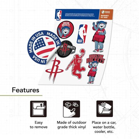 Desert Cactus Houston Rockets NBA Officially Licensed Sticker Vinyl Decal Laptop Water Bottle Car Scrapbook (Type 2-Mascot) in Saudi Arabia