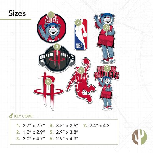Desert Cactus Houston Rockets NBA Officially Licensed Sticker Vinyl Decal Laptop Water Bottle Car Scrapbook (Type 2-Mascot) in Saudi Arabia