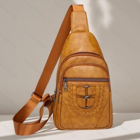 PU Leather Sling Bag Multi Pockets Chest Bag Backpacks Crossbody Purse Chest Daypack Sports Crossbody Bag in Saudi Arabia