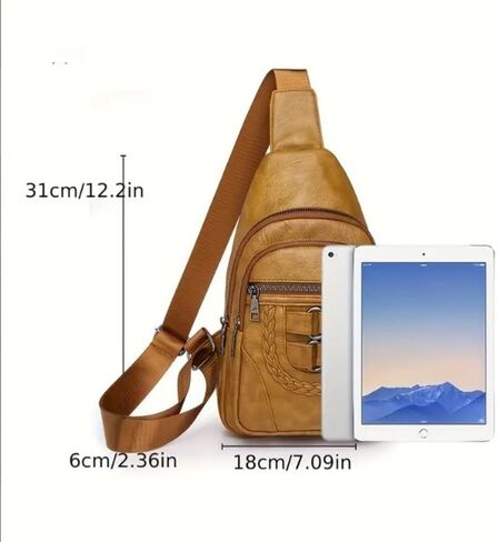 PU Leather Sling Bag Multi Pockets Chest Bag Backpacks Crossbody Purse Chest Daypack Sports Crossbody Bag in Saudi Arabia