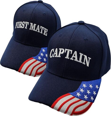 كابتن وأول ماتي مرساة Deluxe مع قبعات WG Stripes مطابقة - Navy Blue in Saudi Arabia