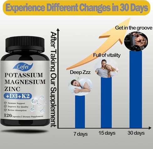 Potassium Magnesium Supplement,Magnesium Potassium Zinc Supplement with Vitamin D3& K2,Support Immune for Women & Men,Enhanced Absorption,Non-GMO (120 Veg Capsules) in Saudi Arabia