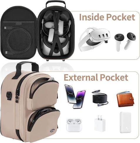 IBVIVIC Large Carrying Case for Oculus Quest 2/Meta Quest 3/Quest 3S, Travel Case for BOBOVR S3 Pro/Kiwi Design Battery Head Strap and Other Accessories Travel Storage Case (Khaki) in Saudi Arabia