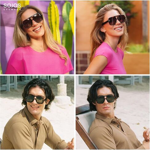Sojos Retro Square Aviatiator Sunglasses Womens Mens Trendy Vintage Adiators Shades SJ2613 in Saudi Arabia