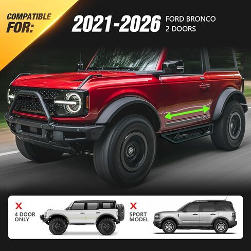 for Jeep JK Running Boards Drop Side Steps Compatible with 2007-2018 Jeep Wrangler JK 2 Doors, Heavy-Duty Steel Nerf Bars Step Plates Rock Sliders Rails (Off-Road, Black) in Kuwait