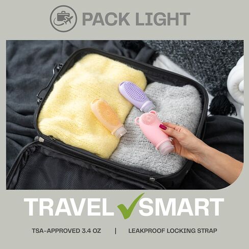 Sumina Premium Silicone Travel Bottles 3 Pack (3.4oz) | TSA Approved Leak Proof Shampoo & Toiletry Containers with Locking Strap | Refillable with 2-in-1 Scrubber in Saudi Arabia