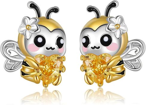 Setrling الفضة لطيف الحيوان أقراط النحل/القط/يونيكورن/الضفدع/الخفافيش وأقراط مجوهرات هدايا للنساء in Kuwait