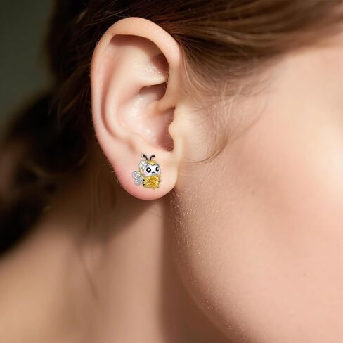 Setrling الفضة لطيف الحيوان أقراط النحل/القط/يونيكورن/الضفدع/الخفافيش وأقراط مجوهرات هدايا للنساء in Kuwait