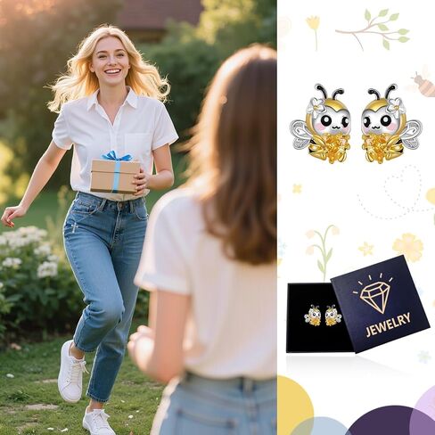 Setrling الفضة لطيف الحيوان أقراط النحل/القط/يونيكورن/الضفدع/الخفافيش وأقراط مجوهرات هدايا للنساء in Kuwait