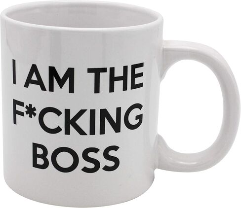 كوب Island Dogs Giant "I'm the F*cking Boss" المبتكر - كوب قهوة سيراميك كبير الحجم بوزن 22 أونصة، هدية مكتبية مضحكة للرؤساء وزملاء العمل، آمن للاستخدام في غسالة الأطباق والميكروويف، كوب قهوة فريد للرجال والنساء in Kuwait