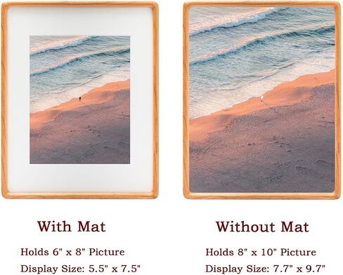 Natural Walnut Wood 10x10 Picture Frame - Includes 2mm Beveled Mat Opening 5.5x5.5/7.5x7.5 for 6x6/8x8 Photo - Wall Gallery Tabletop Photo Poster Frame in Saudi Arabia