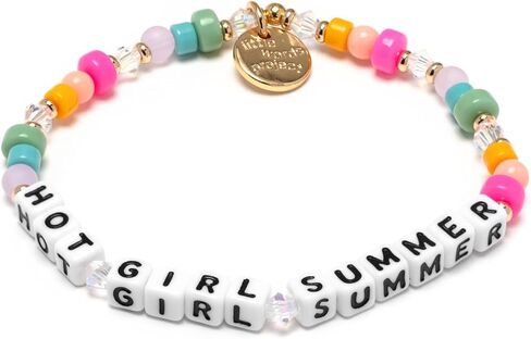 سوار Little Words Project Wifey، سوار الكلمات الأصلي، مصنوع من الخرز الملون وأجزاء صلبة من النحاس المطلي، تصميم مصنوع يدويًا ورسالة إيجابية، مقاس L/XL in Kuwait