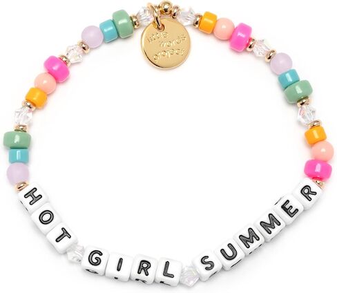 سوار Little Words Project Wifey، سوار الكلمات الأصلي، مصنوع من الخرز الملون وأجزاء صلبة من النحاس المطلي، تصميم مصنوع يدويًا ورسالة إيجابية، مقاس L/XL in Kuwait