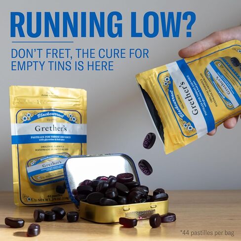Grether's Sugarfree Pastilles Lemon Ginger Lemon ، Blackcrant ، Blueberry & Elderflower - علاج طبيعي لتجفيف الفم - في الحلق ونكهة صوتية صحية ، تحديث التنفس - 4 حزمة - 3.75 in Saudi Arabia