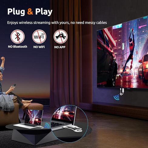 جهاز إرسال ومستقبل HDMI اللاسلكي 4K ، 2.4G/5G PLUT & PLAY محمولة مجموعة موسع HDMI اللاسلكية المحمولة لدفق الفيديو والصوت للمراقبة من الكمبيوتر المحمول/الكمبيوتر/التلفزيون/العرض in Kuwait