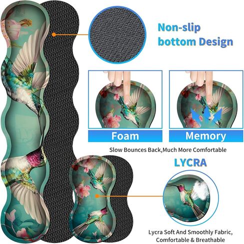 4Pcs Memory Foam Keyboard Mouse Wrist Rest Pad + Gaming Desk Mat 31.5" * 11.8" + Mouse Wrist Cushion + Coasters Set, Non-Slip Desk Pad Protector for Laptop Computer Home, Beach Palm Tree in Saudi Arabia