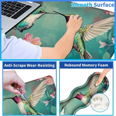 4Pcs Memory Foam Keyboard Mouse Wrist Rest Pad + Gaming Desk Mat 31.5" * 11.8" + Mouse Wrist Cushion + Coasters Set, Non-Slip Desk Pad Protector for Laptop Computer Home, Beach Palm Tree in Saudi Arabia