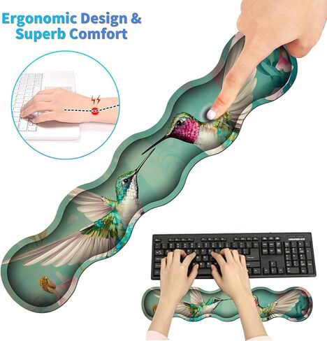 4Pcs Memory Foam Keyboard Mouse Wrist Rest Pad + Gaming Desk Mat 31.5" * 11.8" + Mouse Wrist Cushion + Coasters Set, Non-Slip Desk Pad Protector for Laptop Computer Home, Beach Palm Tree in Saudi Arabia