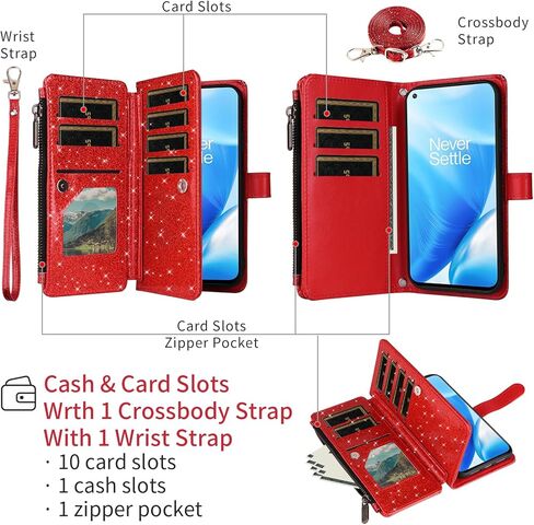 Asuwish Phone Case for OnePlus Nord N200 5G Wallet Cell Cover with Tempered Glass Screen Protector Strap Glitter Flip Credit Card Holder One Plus N 200 G5 1 Plus 200N 1plus One+ 1+ N2005G 2021 Black in Saudi Arabia