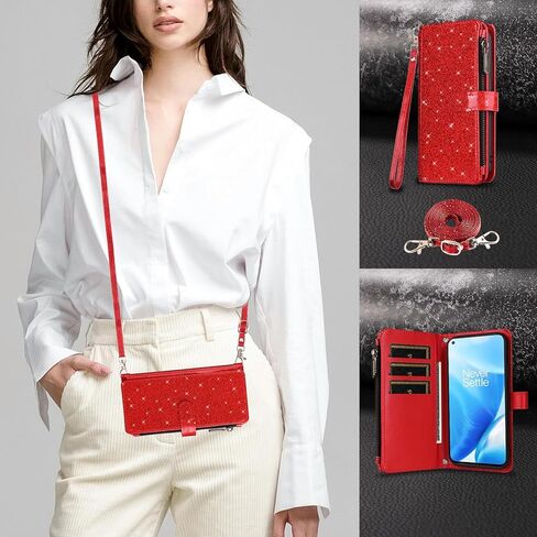 Asuwish Phone Case for OnePlus Nord N200 5G Wallet Cell Cover with Tempered Glass Screen Protector Strap Glitter Flip Credit Card Holder One Plus N 200 G5 1 Plus 200N 1plus One+ 1+ N2005G 2021 Black in Saudi Arabia