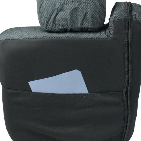 BDK Scottsdale Cloth 2-Pack Front Seat Covers for Pick-Up Trucks, Trucks, Vans with Integrated Seat Belt, Detachable Headrest Without Integrated Arm Rest- Black in Saudi Arabia