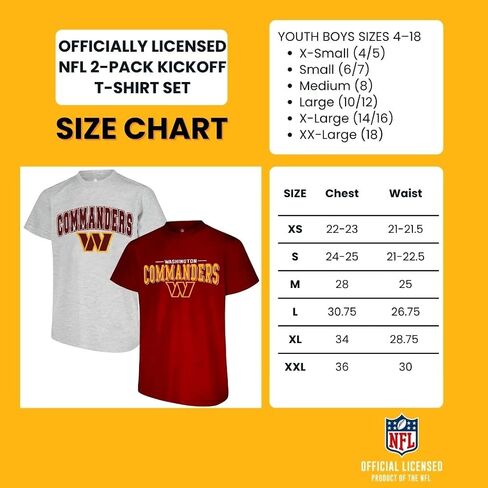 NFL مرخص رسميًا للأطفال الشباب الأولاد 4-18 شعار الفريق الأساسي اللون Wordmark Kickoff 2 مجموعة تي شيرت كومبو in Saudi Arabia