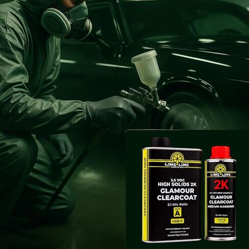 LIME LINE MEGA 2 GALLON AUTOMOTIVE URETHANE CLEARCOAT KIT 2: 1 MIX: High Gloss Glors Clear in Kuwait