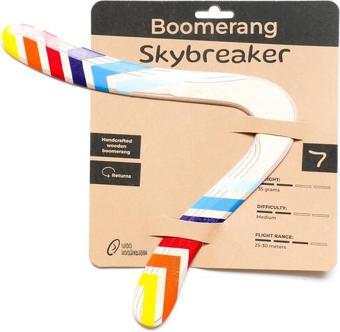Skybreaker Wood Boomerang - 12 بوصة Boomerang للبالغين والشباب، مستوى المهارة المتوسط، نطاق 100 قدم، تم اختباره على الطيران، صنع في أوروبا، الموديل: N5-v2 in Saudi Arabia