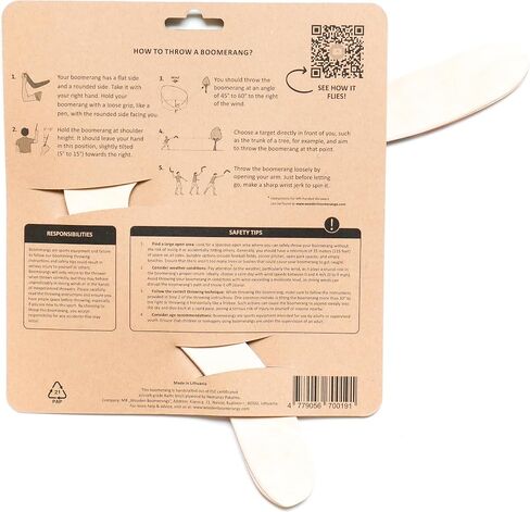 Skybreaker Wood Boomerang - 12 بوصة Boomerang للبالغين والشباب، مستوى المهارة المتوسط، نطاق 100 قدم، تم اختباره على الطيران، صنع في أوروبا، الموديل: N5-v2 in Saudi Arabia