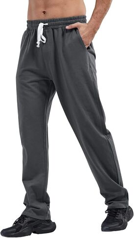 Mens Cotton Athletic Pants Open Bottom Running Sweatpants in Saudi Arabia