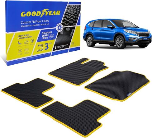 Goodyear All-Weather Car Floor Mats-Custom تناسب Hyundai Santa Fe 19-20 ، 5 PC. مجموعة ، بطانات أرضية الماس الشاقة للسيارات ، سيارات الدفع الرباعي ، الشاحنات - إكسسوارات السيارات الداخلية للتقييم للرجال والنساء - GY007051 in Saudi Arabia