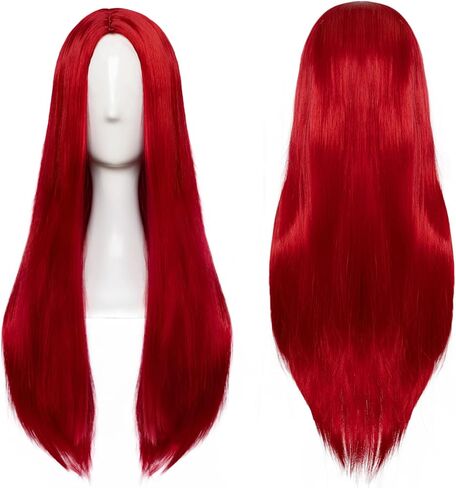 ANOGOL Hair Cap+Sally Wig Sally Cosplay Costume Wigs Long Straight Dark Red Yarn Wig Red Cosplay Wigs Nightmare Cartoon Anime Outfit for Halloween Party Birthday Party Costume for Women in Kuwait