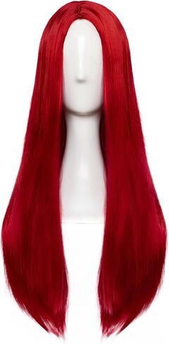 ANOGOL Hair Cap+Sally Wig Sally Cosplay Costume Wigs Long Straight Dark Red Yarn Wig Red Cosplay Wigs Nightmare Cartoon Anime Outfit for Halloween Party Birthday Party Costume for Women in Kuwait