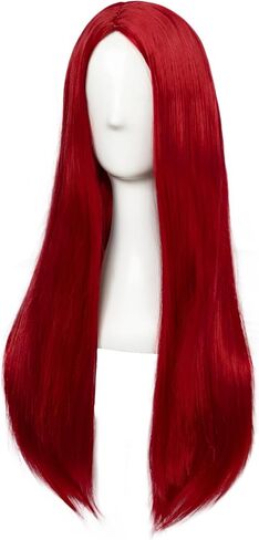 ANOGOL Hair Cap+Sally Wig Sally Cosplay Costume Wigs Long Straight Dark Red Yarn Wig Red Cosplay Wigs Nightmare Cartoon Anime Outfit for Halloween Party Birthday Party Costume for Women in Kuwait