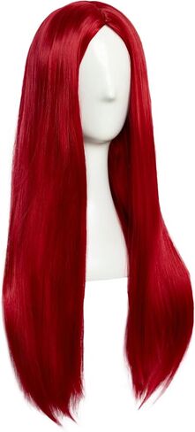 ANOGOL Hair Cap+Sally Wig Sally Cosplay Costume Wigs Long Straight Dark Red Yarn Wig Red Cosplay Wigs Nightmare Cartoon Anime Outfit for Halloween Party Birthday Party Costume for Women in Kuwait