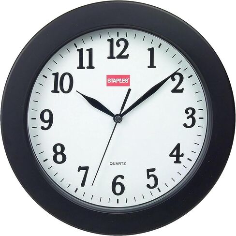 Staples 32436CT Quartz Wall Clock, Black Frame, 10 Diameter in Saudi Arabia