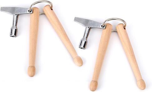 2pcs Mini Drumsticks Drum Key Keychain, Drum Tuning Key and Mini Drumsticks Keyring Set Portable Percussion Tuner Tool for Drummers Musicians Music Enthusiast Gifts in Saudi Arabia