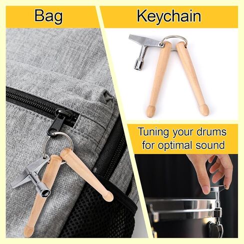 2pcs Mini Drumsticks Drum Key Keychain, Drum Tuning Key and Mini Drumsticks Keyring Set Portable Percussion Tuner Tool for Drummers Musicians Music Enthusiast Gifts in Saudi Arabia