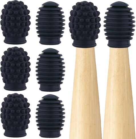 3 Pairs Silicone Drumstick Mute Tips, Drum Dampener Pads for Quiet Practice, Elastic Shock Absorber Percussion Accessory for Drum Jamming Pad or Solid Surfaces(Black) in Kuwait