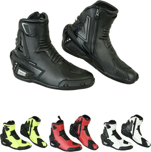 Motocross Boots Men Leather Motorcycle Shoes with Rubber Sole Men's Protective Leather Rider Biker Footwear Boots Waterproof CE Approved in Saudi Arabia
