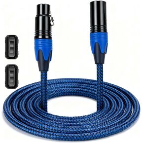 كابل ميكروفون محترف 10ft XLR من نايلون مضفر مع 2 حبات الفريت ، سلك ميكروفون ذو استوديو محمي ثنائي-نحاس خالٍ من الأكسجين للبودكاست/البودكاست/المسرح ، الأزرق ، الحزمة 1 in Saudi Arabia