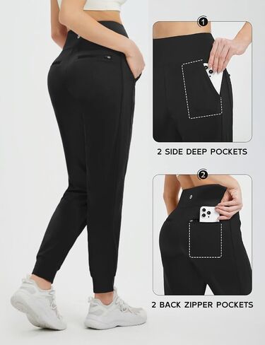 baleaf Women's Fleece Lined Joggers Water Resistant Hiking Pants High Waisted Winter Thermal Sweatpants Zipper Pockets in Saudi Arabia
