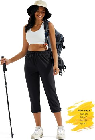 MAGCOMSEN Women's Hiking Capris Pants UPF 50+ Lightweight Quick Dry Workout Travel Summer Casual Pants Zipper Pockets in Saudi Arabia