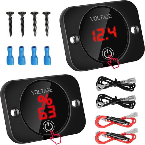 Linkstyle Battery Voltage Gauge, DC Volt Meter 12 Volt 24 Volt, LED Digital Display Voltage Meter, Waterproof Voltmeter with Touch Switch for Car RV Motorcycle Boat Golf Cart in Saudi Arabia