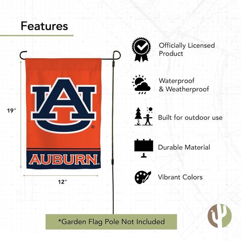 Desert Cactus Auburn University AU Garden Flag – 19 x 12 inch Auburn Tigers Banner, For Outdoor Display and Events (Design B) in Saudi Arabia