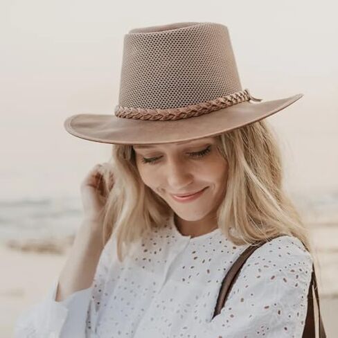 American Hat Makers Breeze Mesh Sun Hat Men & Women – Outdoor Leather Hat in Kuwait