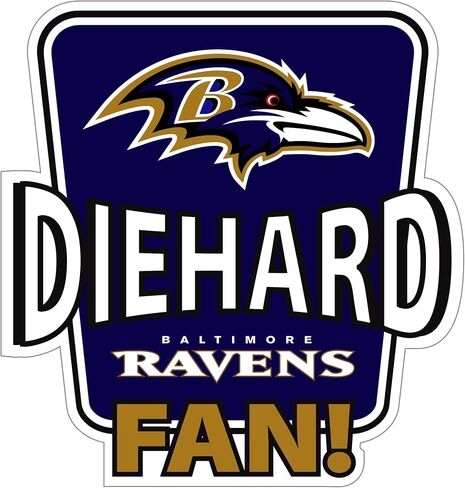 Siskiyou Sports NFL Baltimore Ravens Die-Hard Fan Auto Decal, Team Colors, One Size in Saudi Arabia