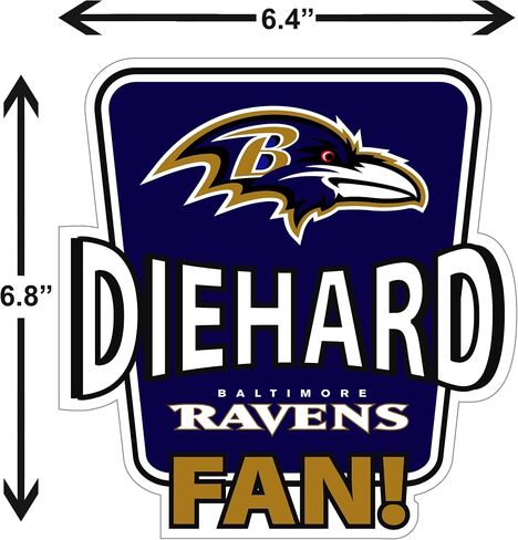 Siskiyou Sports NFL Baltimore Ravens Die-Hard Fan Auto Decal, Team Colors, One Size in Saudi Arabia